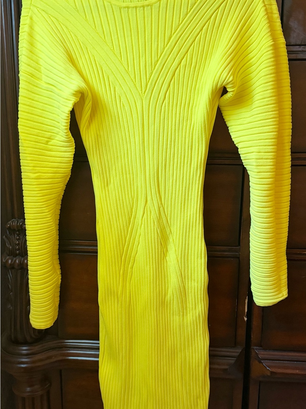INC International Concepts Bright Yellow Ribbed Scoop Neck Sweater Dress